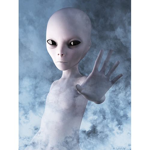 500 piece jigsaw puzzle of alien surrounded by smoke